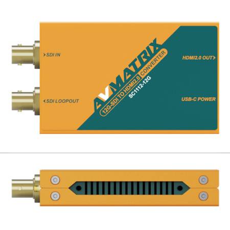 AVMATRIX SC1112-12G - konwerter 12G-SDI to HDMI 2.0 4K Broadcast_Konwenter z góry i z boku_3
